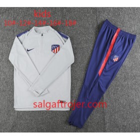 Atlético Madrid Børn Sweatshirt Dragt Grå Hvid 2018-2019